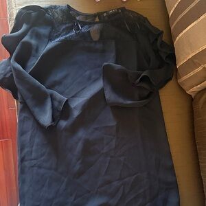 Zara Black Dress with Lace and Ruffle Sleeves